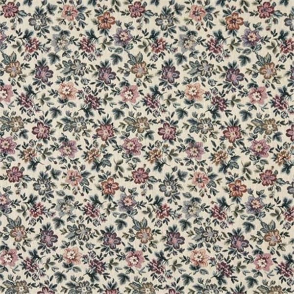 Designer Fabrics F663 54 in. Wide Beige; Burgundy And Green; Floral Flowers Tapestry Upholstery Fabric F663 - main